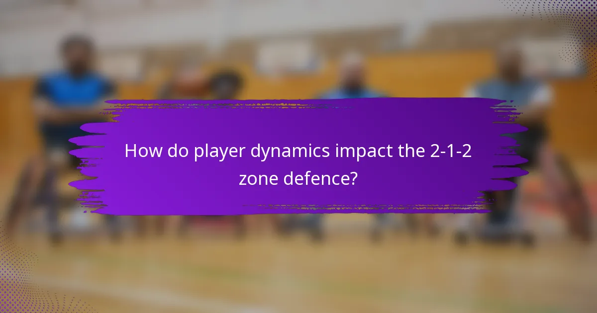 How do player dynamics impact the 2-1-2 zone defence?