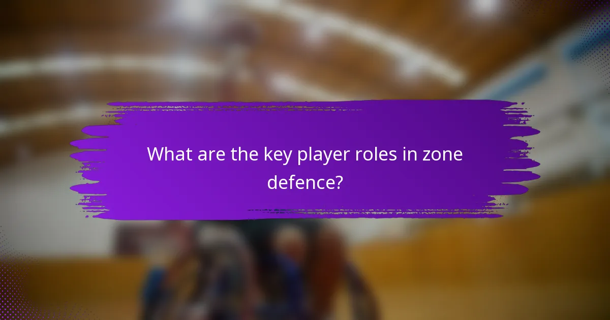 What are the key player roles in zone defence?