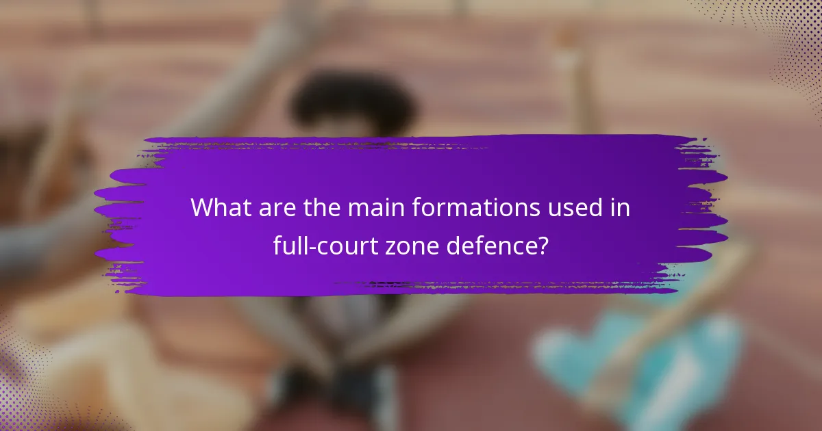 What are the main formations used in full-court zone defence?