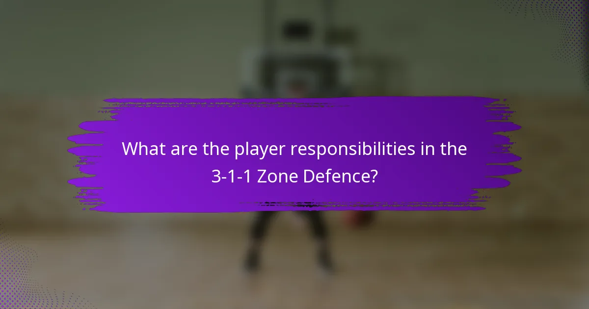 What are the player responsibilities in the 3-1-1 Zone Defence?
