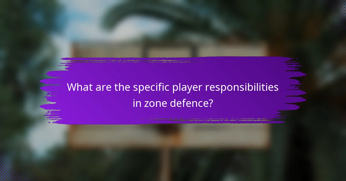 What are the specific player responsibilities in zone defence?