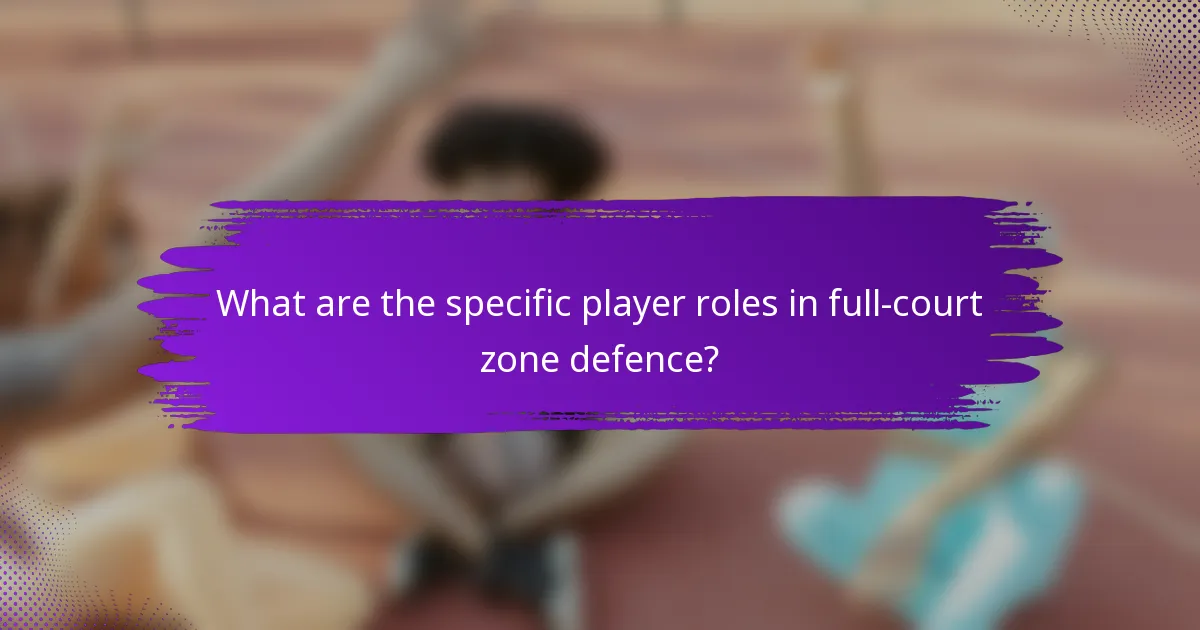 What are the specific player roles in full-court zone defence?