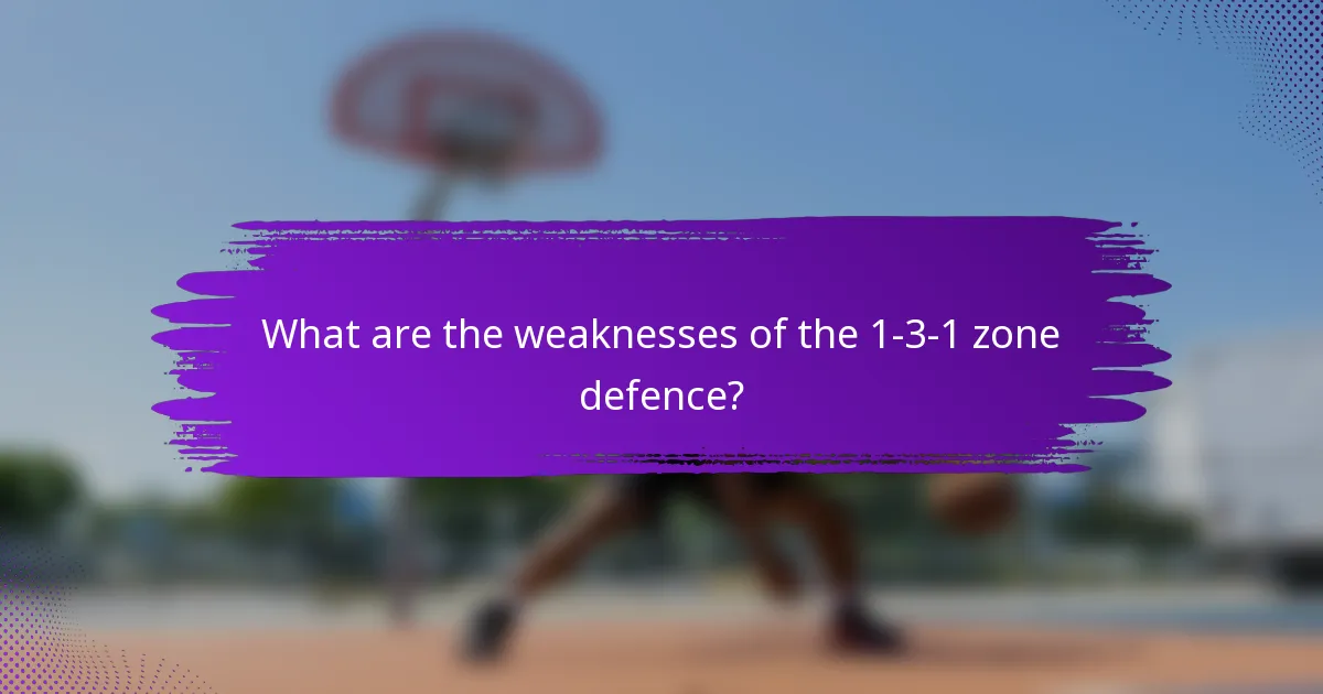 What are the weaknesses of the 1-3-1 zone defence?