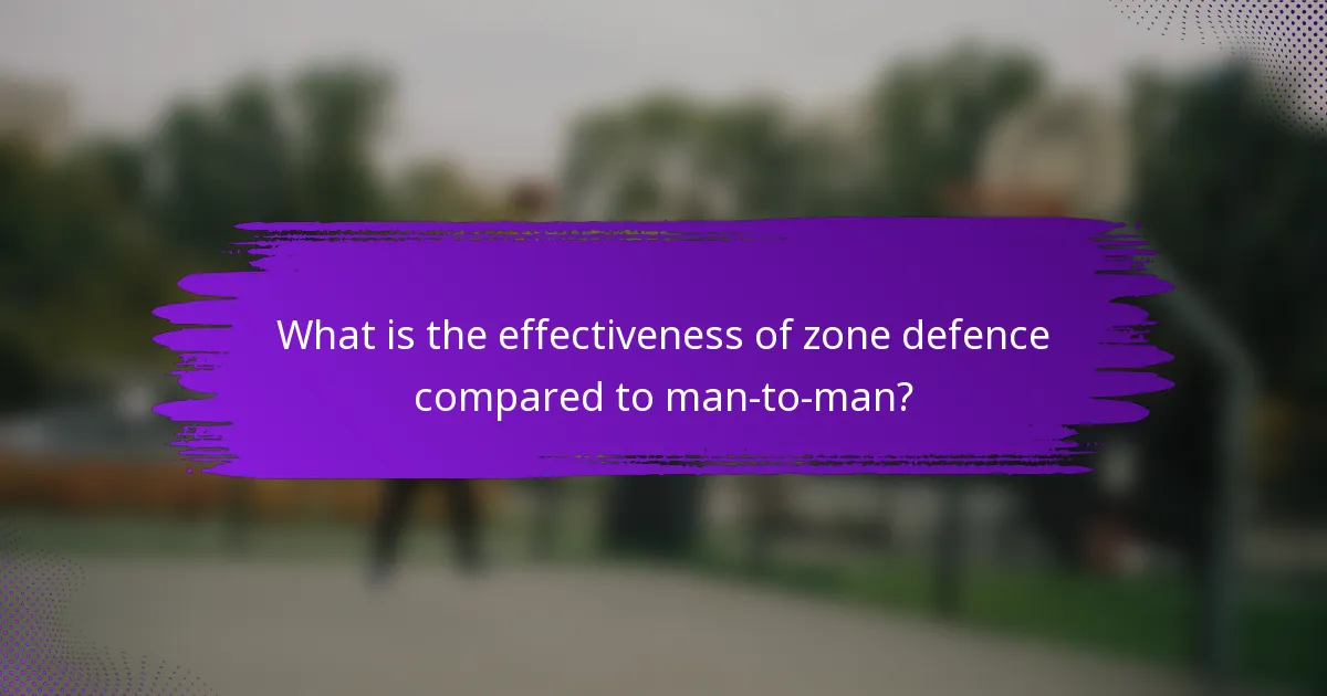 What is the effectiveness of zone defence compared to man-to-man?